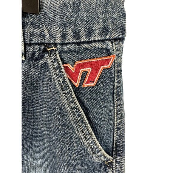 Eddie Bauer Vintage Embroidered Virginia Tech Hokie Denim Jean Skirt Sz 12 Women - Picture 5 of 8